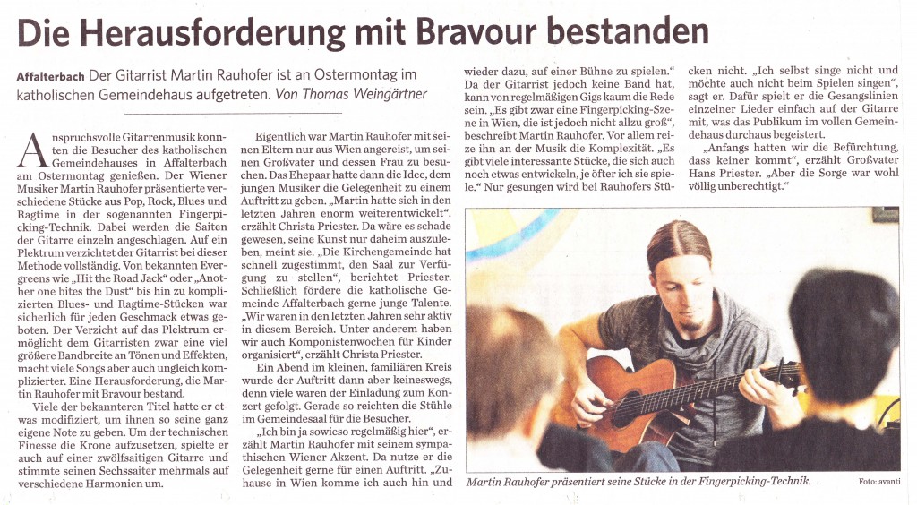 "Die Herausforderung mit Bravour bestanden". Marbacher Zeitung, April 7, 2015